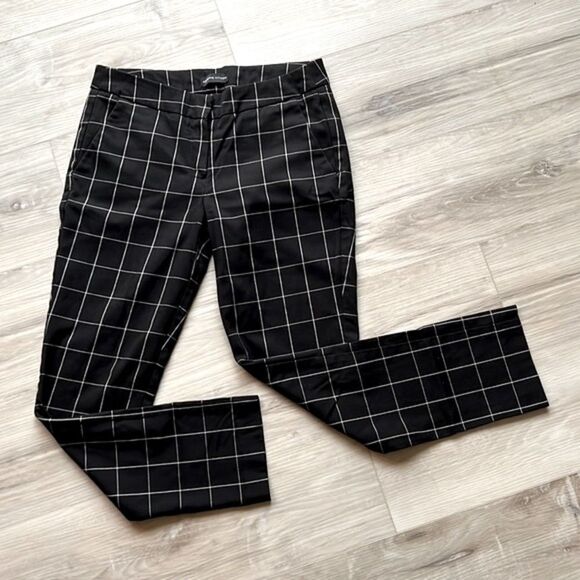 Adrienne Vittadini Black Check Pixie Ankle Cropped Pants Size 2 - Picture 4 of 10